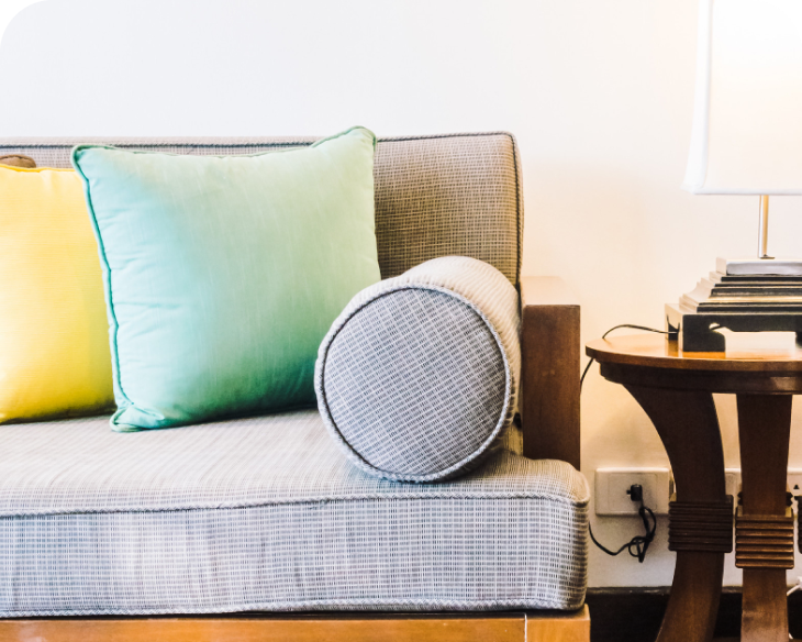 A tidy shared living room sofa
